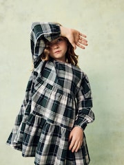Green Check Long Sleeve Tiered 100% Cotton Dress (3-16yrs) - Image 4 of 7