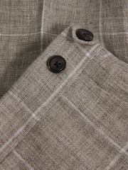Reiss Light Taupe Burgess 100% Linen Side Adjuster Check Slim Fit Trousers - Image 5 of 5