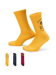 Nike Yellow/Green Everyday Cushioned Crew Socks 3 Pack - Image 1 of 4