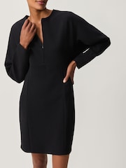 Black Long Sleeve Zip Front Mini Dress - Image 2 of 8