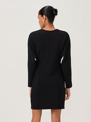 Black Long Sleeve Zip Front Mini Dress - Image 3 of 8