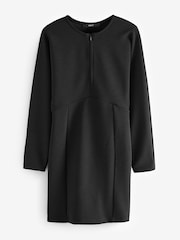 Black Long Sleeve Zip Front Mini Dress - Image 6 of 8