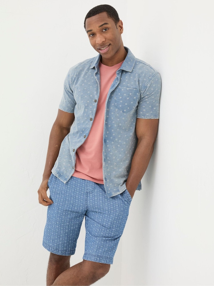 FatFace Truro Blue Geo Jersey Shirt - Image 1 of 5