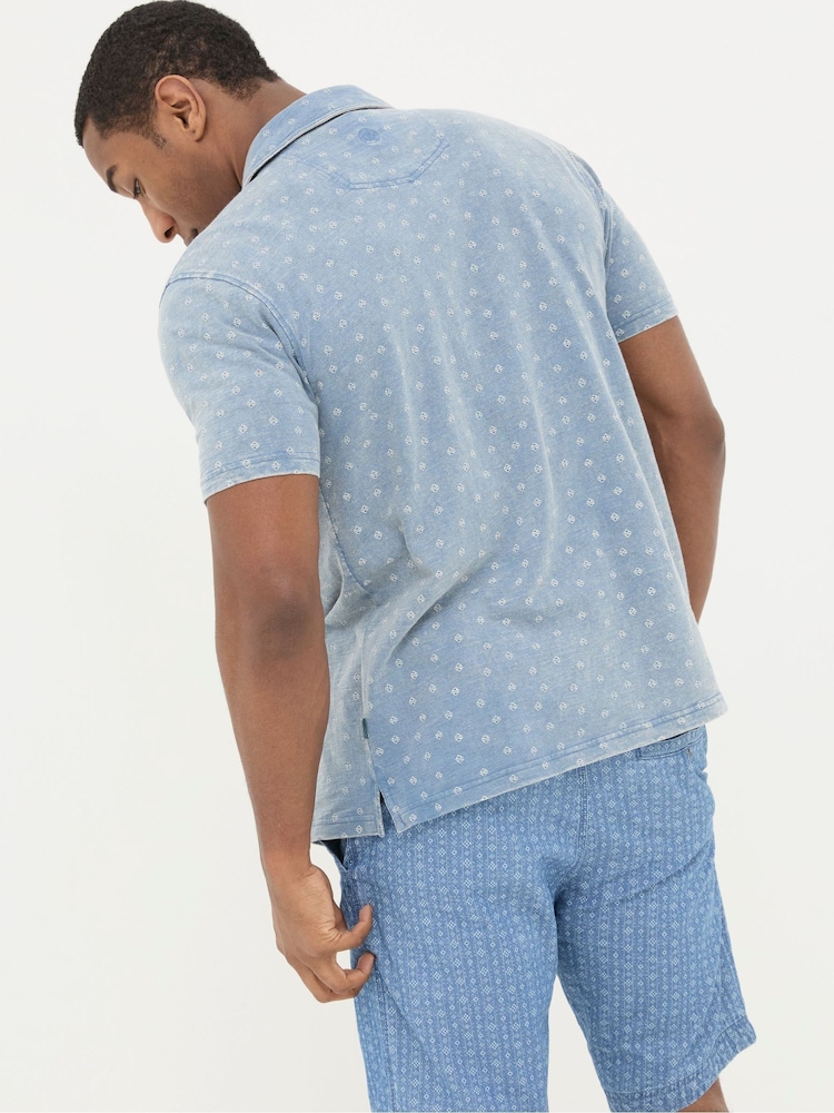FatFace Truro Blue Geo Jersey Shirt - Image 2 of 5