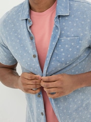 FatFace Truro Blue Geo Jersey Shirt - Image 3 of 5