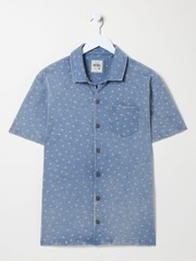 FatFace Truro Blue Geo Jersey Shirt - Image 5 of 5