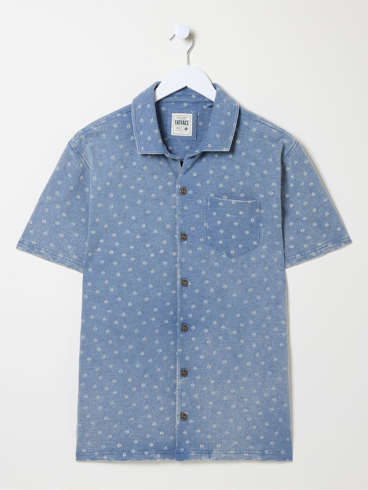 FatFace Truro Blue Geo Jersey Shirt - Image 5 of 5 FatFace Truro Blue Geo Jersey Shirt - Image 5 of 5