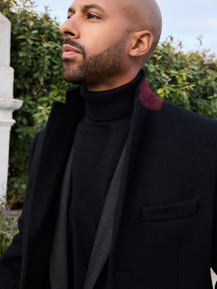 Black Signature Soft Touch Wool Rich Epsom Coat - Image 2 of 11