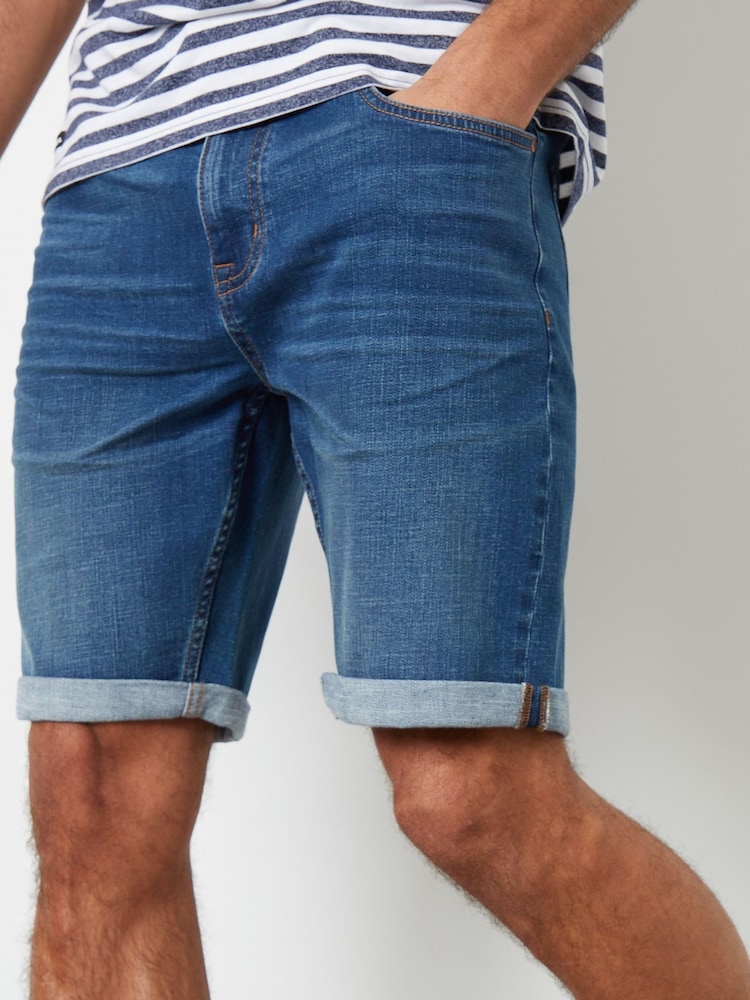 Threadbare Dark Blue Turn Up Denim Shorts - Image 1 of 4