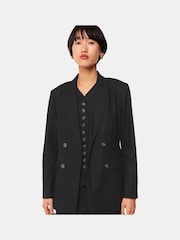 Whistles Black Linen Blend Lindsey Blazer - Image 3 of 5