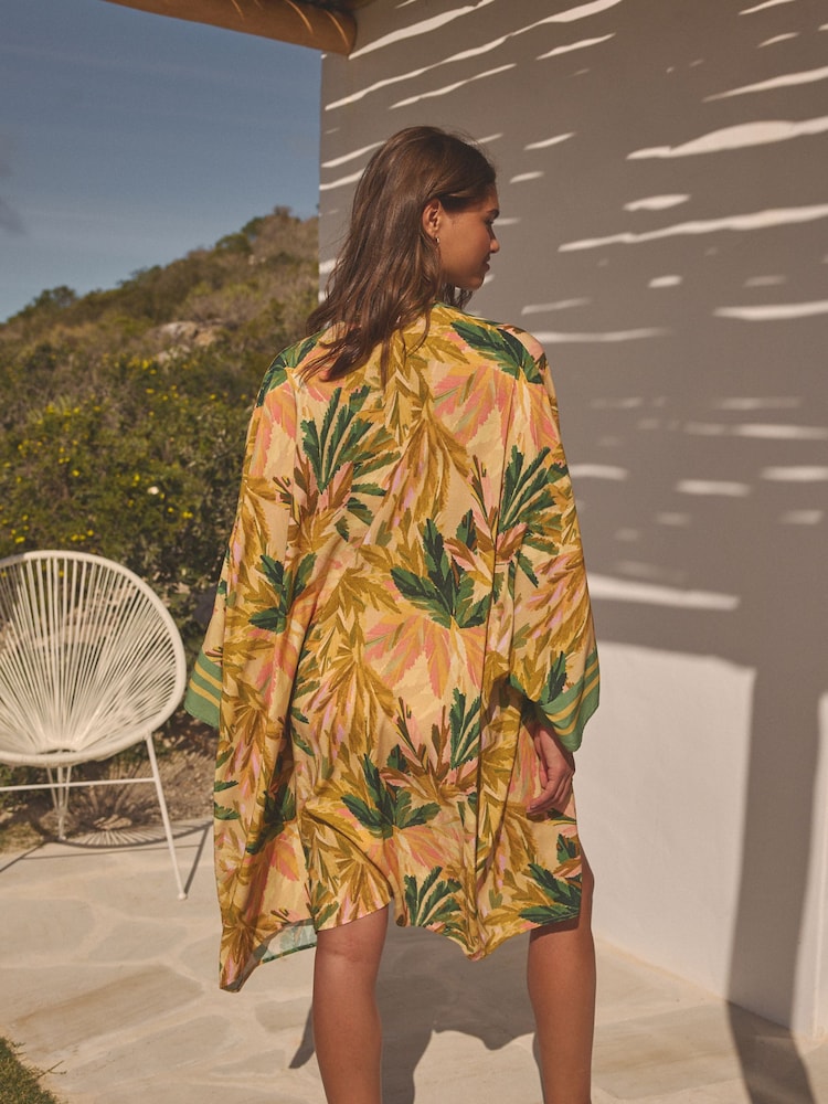 Bright Palm Longline Kimono Cover-Up - Image 3 of 4