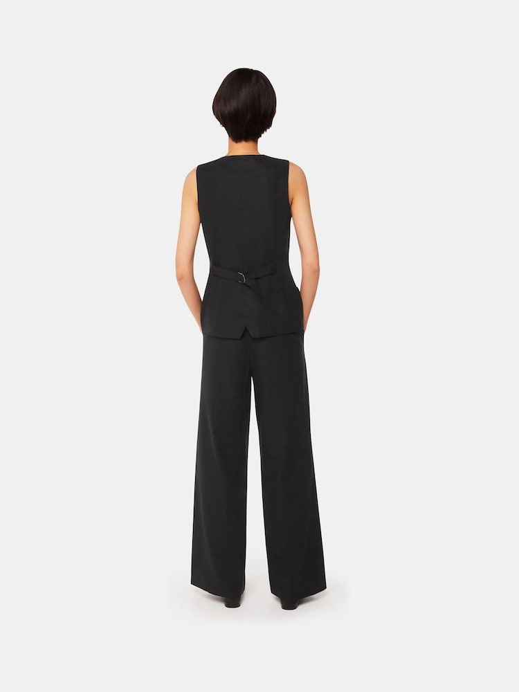 Whistles Black Linen Blend Lindsey Trousers - Image 2 of 5