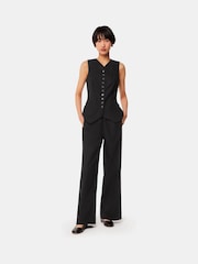 Whistles Black Linen Blend Lindsey Trousers - Image 3 of 5