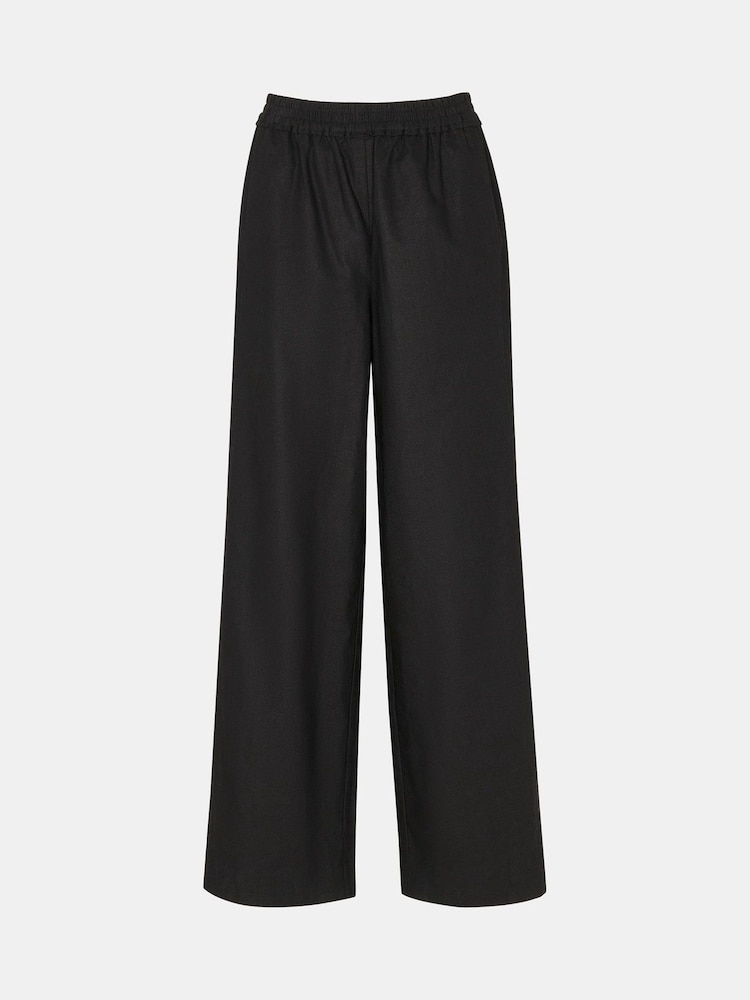 Whistles Black Linen Blend Lindsey Trousers - Image 5 of 5
