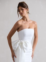 Club L London White To Me Bandeau Midi Dress With Oversized Bow - Image 2 of 3