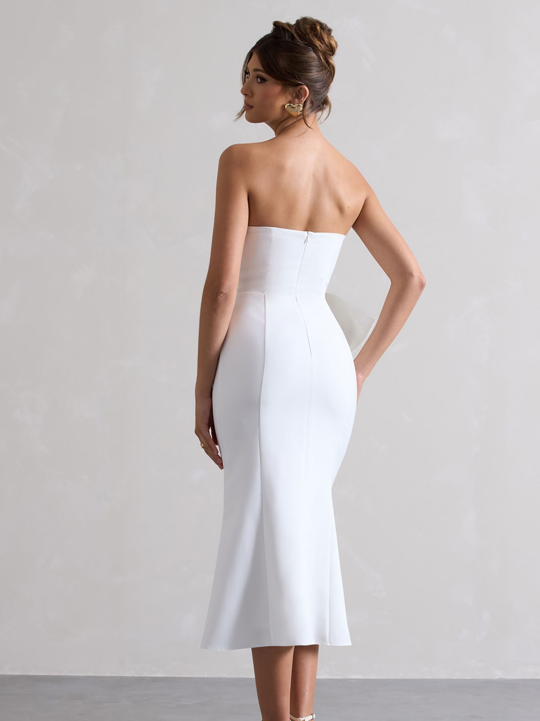 Buy Club L London White To Me Bandeau Midi Dress With Oversized Bow from Next Luxembourg