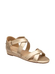 Dunlop Gold Wedges Open Toe Sandals - Image 1 of 4