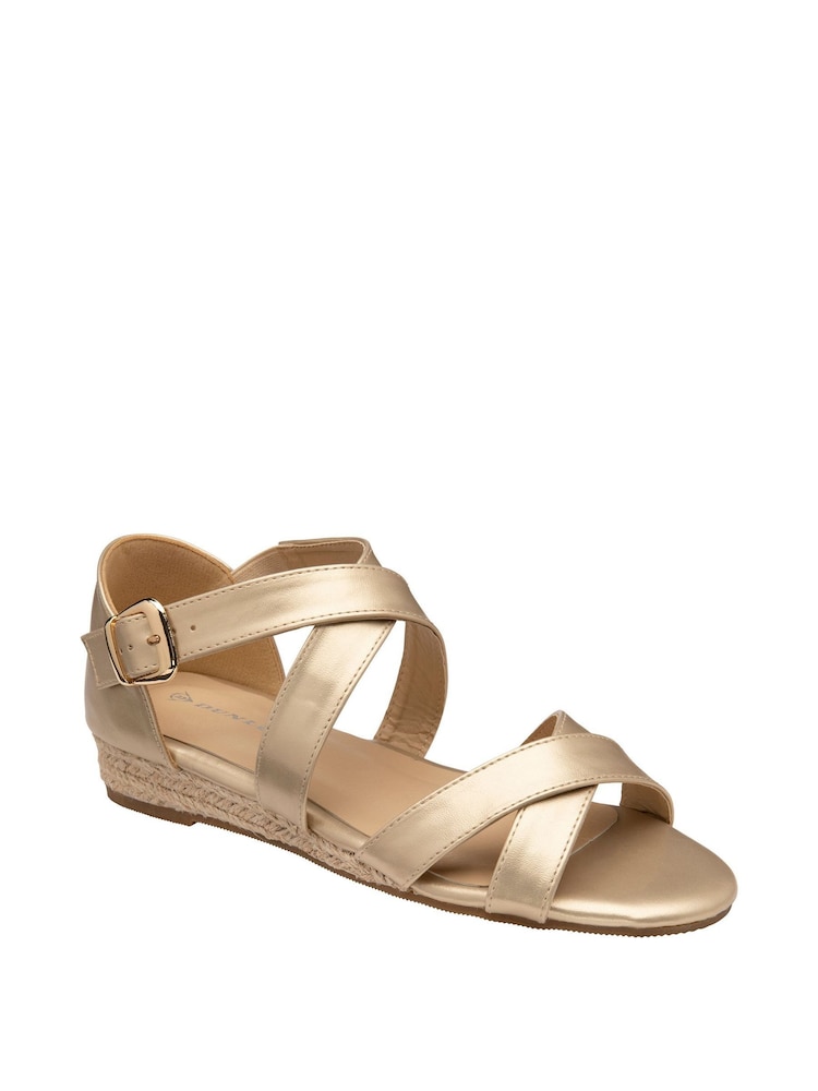 Dunlop Gold Wedges Open Toe Sandals - Image 1 of 4