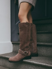 Mink Brown Forever Comfort® Gaucho Biker Knee Suede High Boots - Image 1 of 4