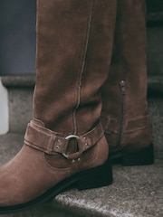 Mink Brown Forever Comfort® Gaucho Biker Knee Suede High Boots - Image 3 of 4