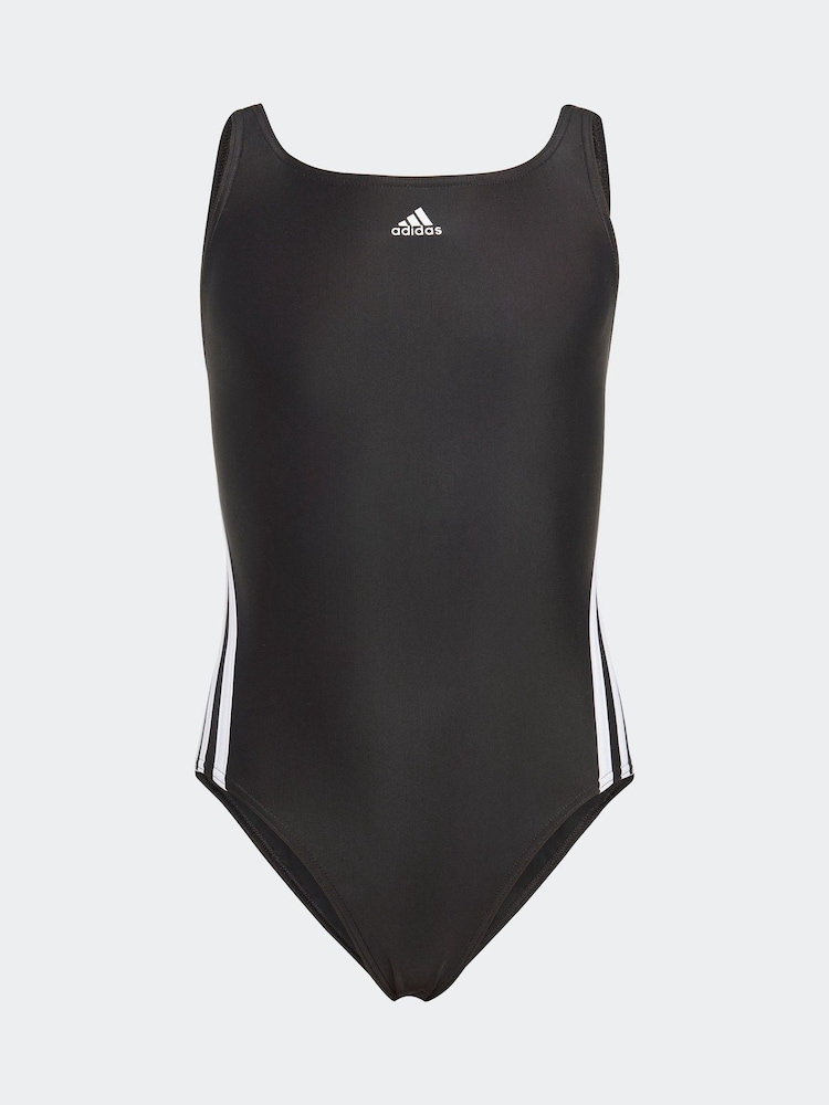 Schwarz/Weiß - adidas Badeanzug mit 3-Streifen-Design - Bild 1 von 5