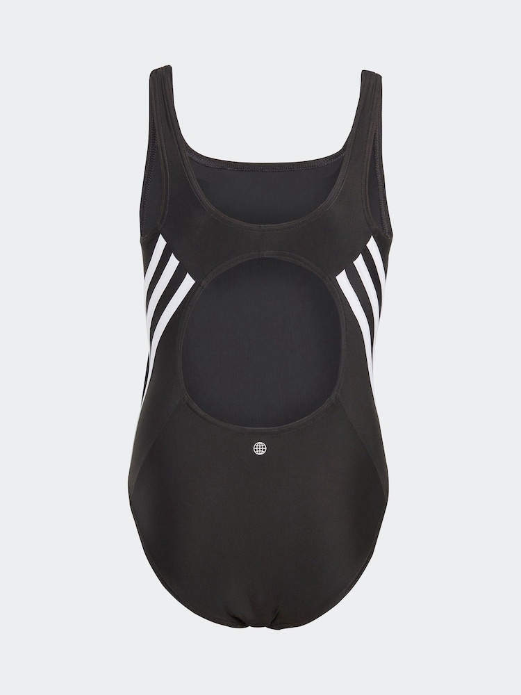 Schwarz/Weiß - adidas Badeanzug mit 3-Streifen-Design - Bild 2 von 5