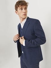 JACK & JONES Blue Linen Blend Blazer - Image 3 of 6
