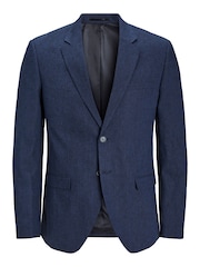 JACK & JONES Blue Linen Blend Blazer - Image 6 of 6