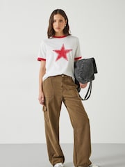Hush White Shaan Star Ringer 100% Cotton T-Shirt - Image 2 of 5