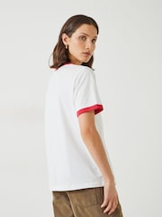 Hush White Shaan Star Ringer 100% Cotton T-Shirt - Image 3 of 5