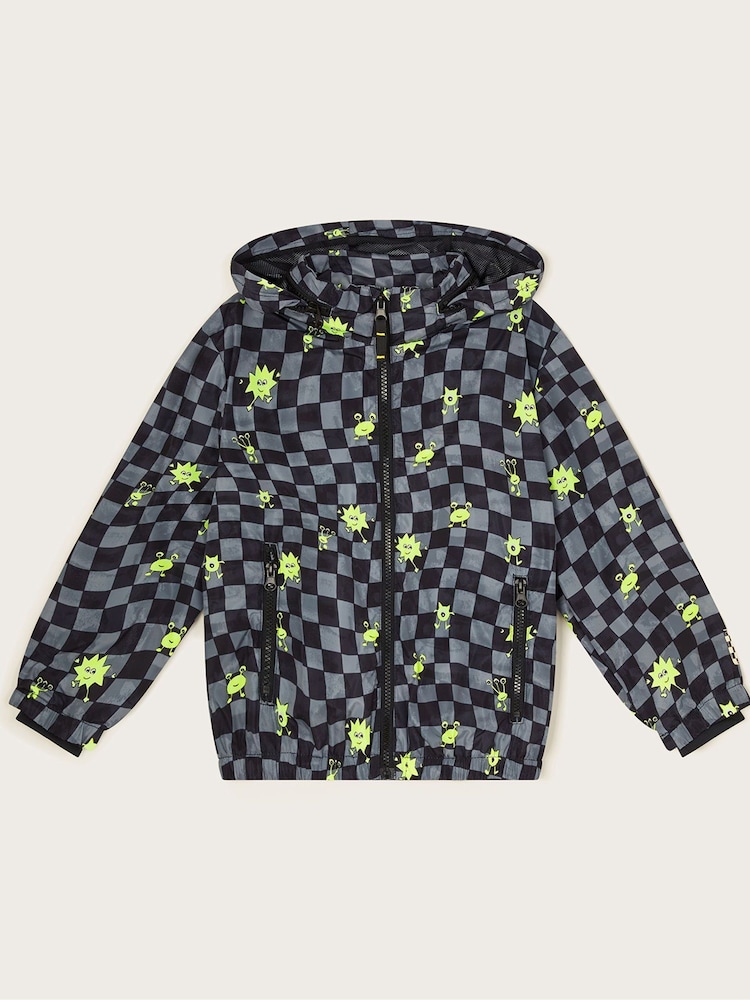 Monsoon Black/Grey Checkerboard Monster Windbreaker Jacket - Image 2 of 5