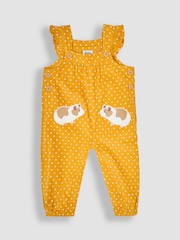 JoJo Maman Bébé Mustard Yellow Guinea Pig Appliqué Cord Dungarees & Top Set - Image 2 of 6