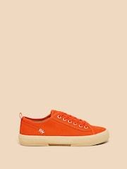 White Stuff Orange Pippa Canvas Lace-Up Trainers - Image 1 of 4