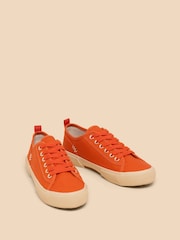 White Stuff Orange Pippa Canvas Lace-Up Trainers - Image 2 of 4