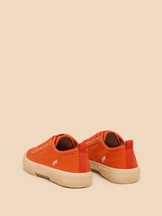 White Stuff Orange Pippa Canvas Lace-Up Trainers - Image 3 of 4