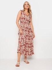 Long Tall Sally Rust Orange Aztec Style Print V-Neck Midaxi Dress - Image 1 of 6