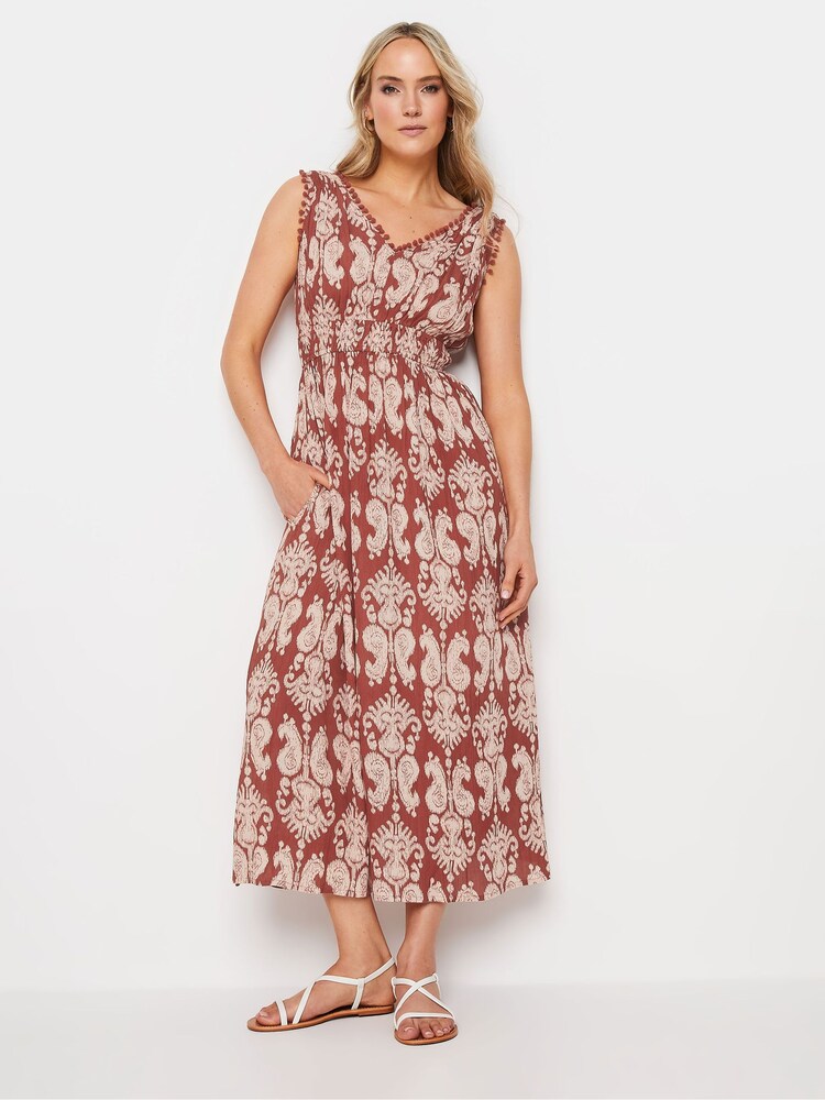 Long Tall Sally Rust Orange Aztec Style Print V-Neck Midaxi Dress - Image 2 of 6