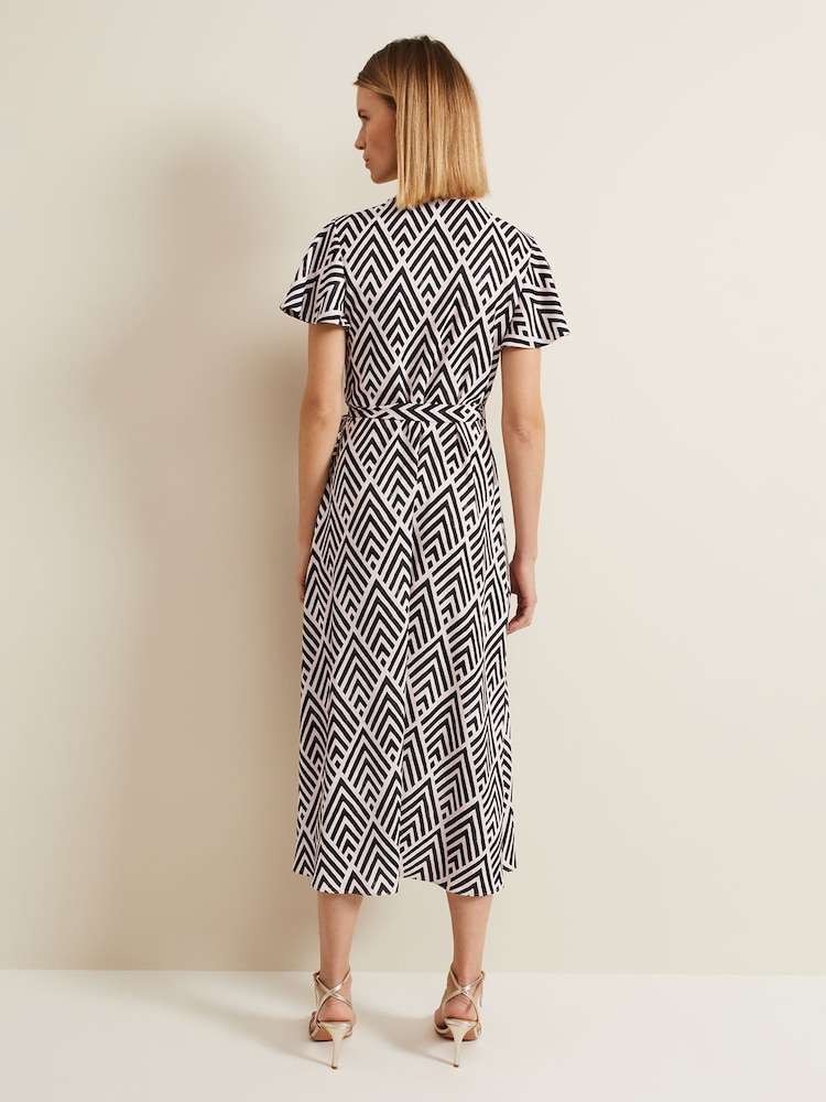 Phase Eight Black Petite Julissa Print Wrap Dress - Image 2 of 6