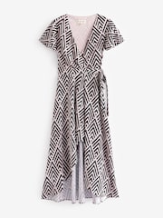 Phase Eight Black Petite Julissa Print Wrap Dress - Image 6 of 6