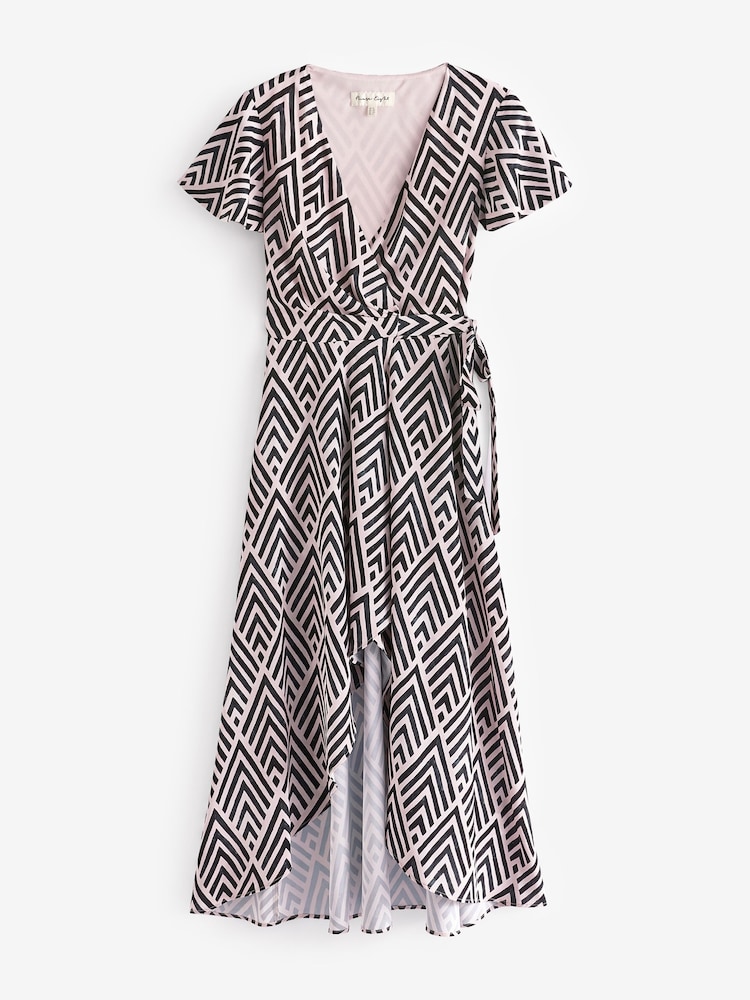 Phase Eight Black Petite Julissa Print Wrap Dress - Image 6 of 6