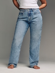 Mid Blue Hourglass Rigid Straight Leg 100% Cotton Jeans - Image 3 of 8