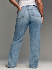 Mid Blue Hourglass Rigid Straight Leg 100% Cotton Jeans - Image 4 of 8