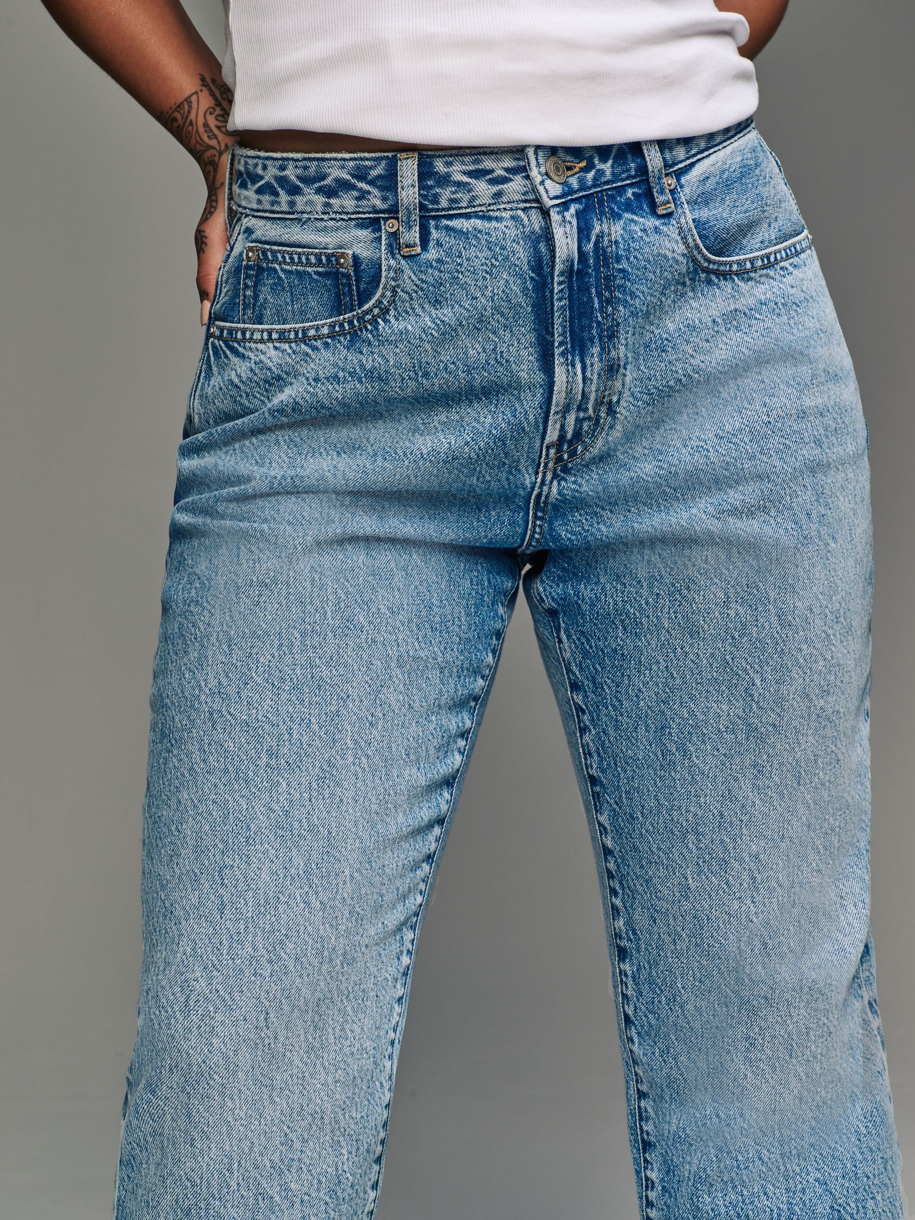Buy Mid Blue Hourglass Rigid Straight Leg 100% Cotton Jeans Buy Mid Blue Hourglass Rigid Straight Leg 100% Cotton Jeans