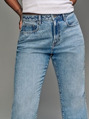 Mid Blue Hourglass Rigid Straight Leg 100% Cotton Jeans - Image 5 of 8