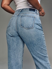 Mid Blue Hourglass Rigid Straight Leg 100% Cotton Jeans - Image 6 of 8