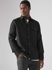 Black Single Pocket Shacket With Wool - Image 1 of 4