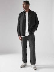 Black Single Pocket Shacket With Wool - Image 2 of 4