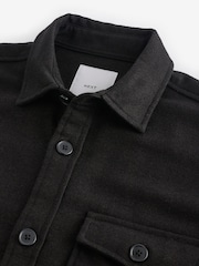 Black Single Pocket Shacket With Wool - Image 4 of 4