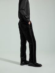 Black Velvet Tuxedo Trousers - Image 4 of 11