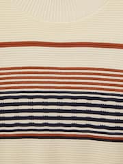 Reiss Camel Remi 4-9 yrs Knitted Striped Skater Dress - Image 4 of 4